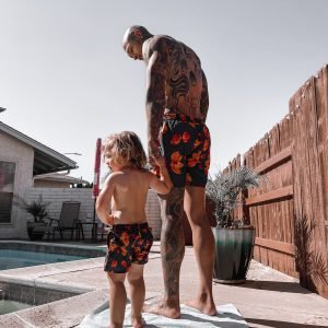 Matching Swim Shorts Orange Bloom